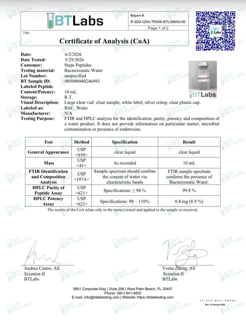 BACTERIOSTATIC WATER